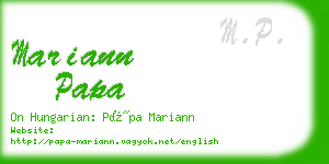 mariann papa business card